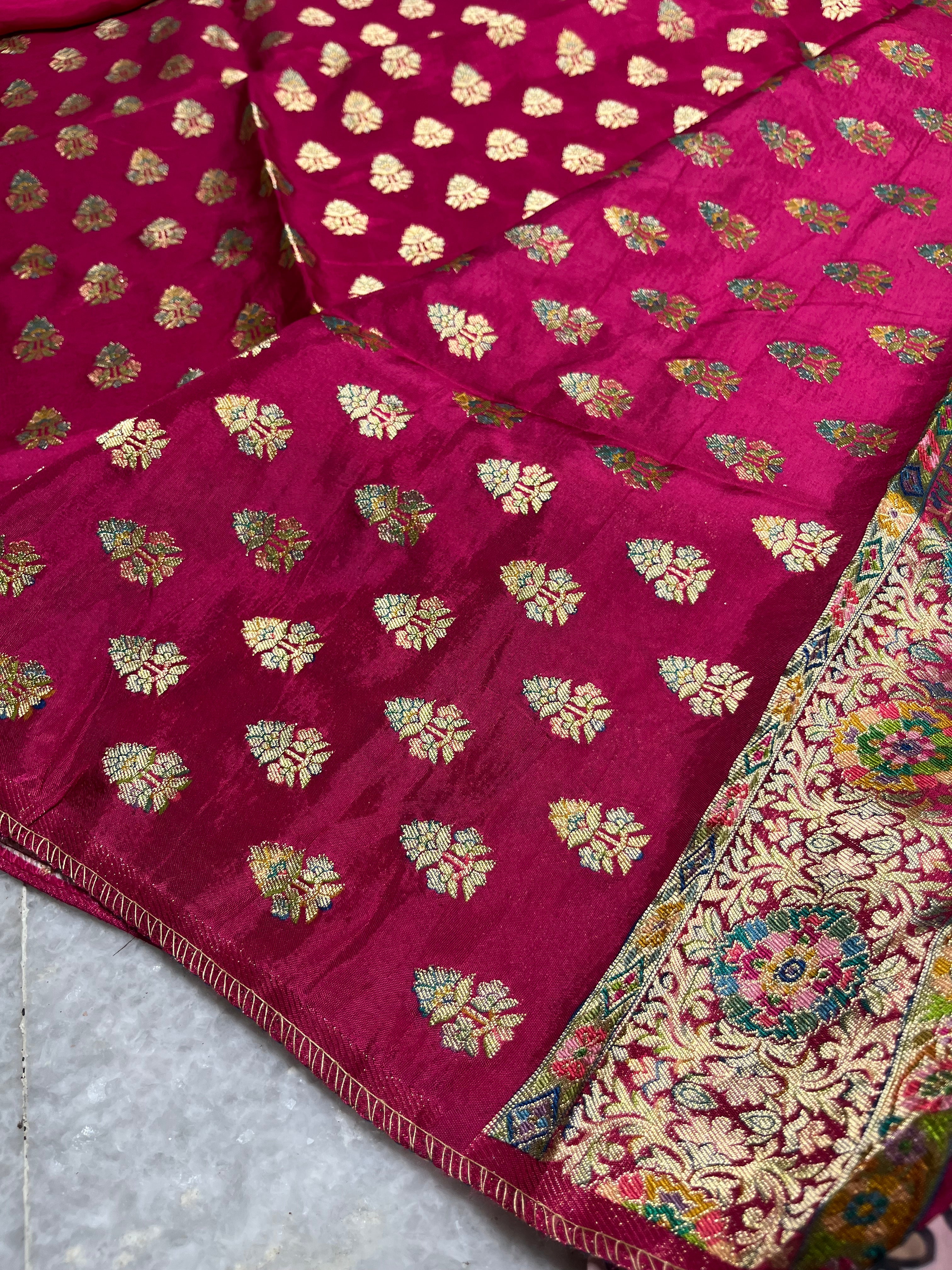 Pashmina silk pink saree