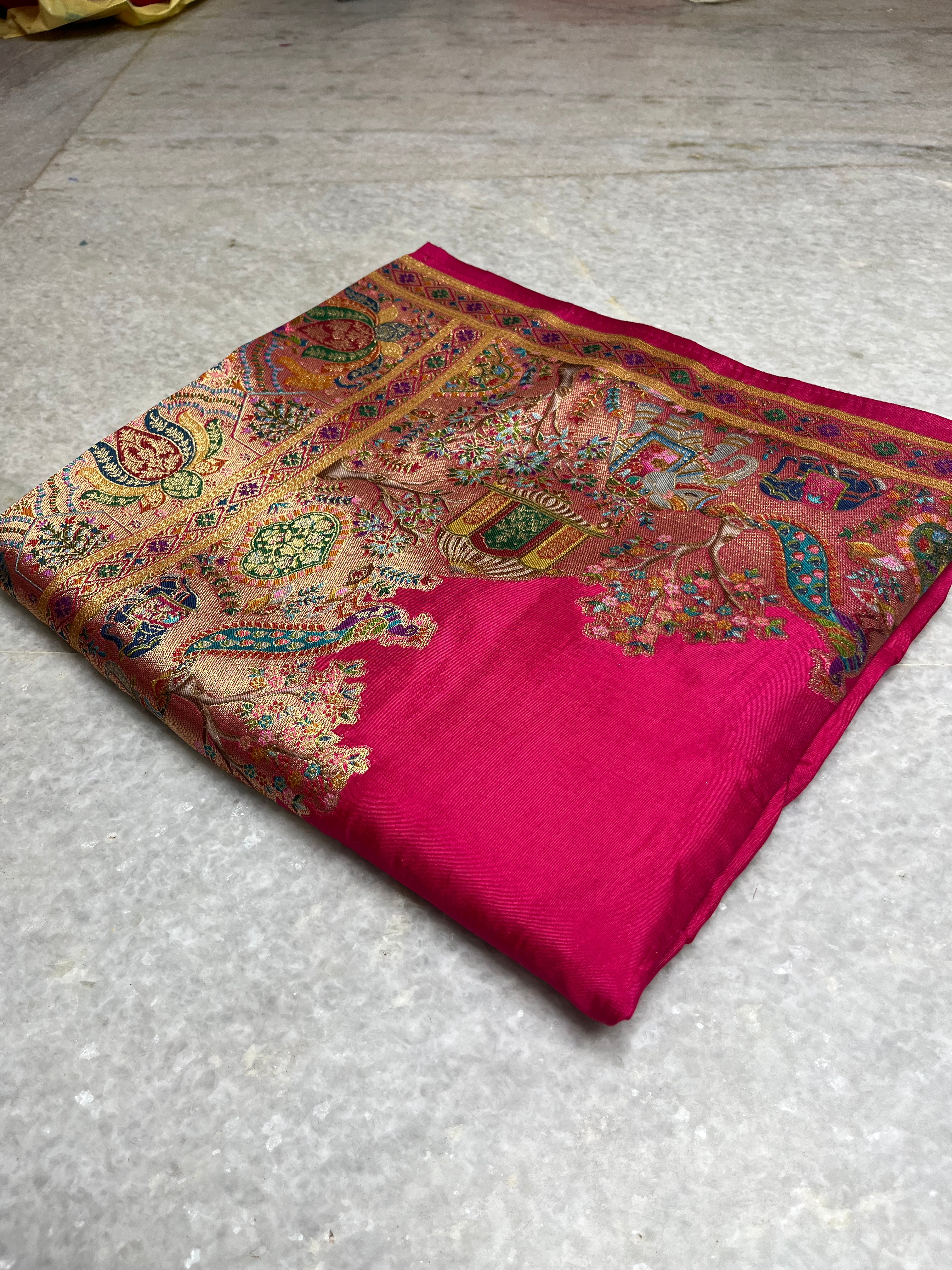 Pashmina silk pink saree