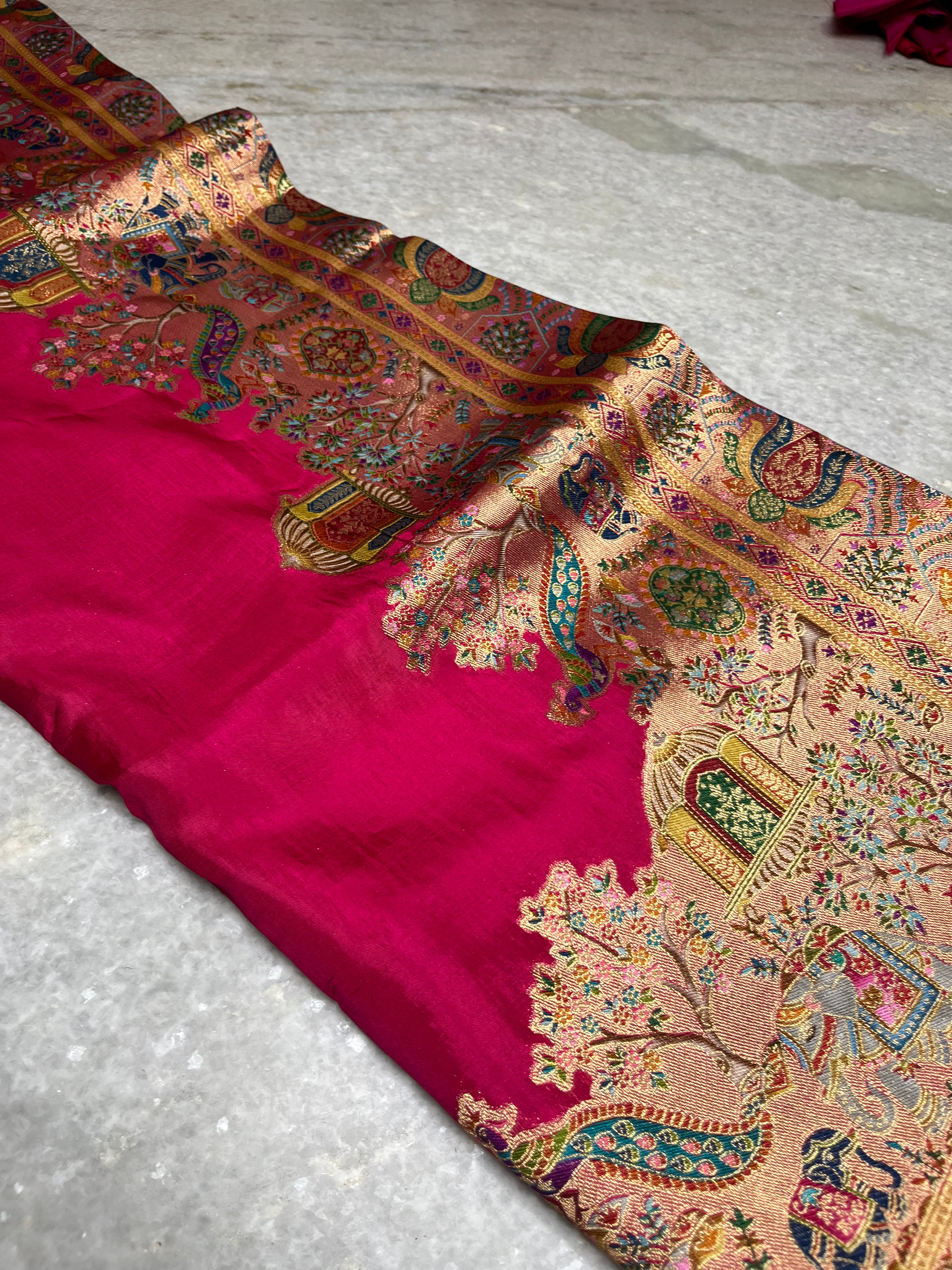 Pashmina silk pink saree