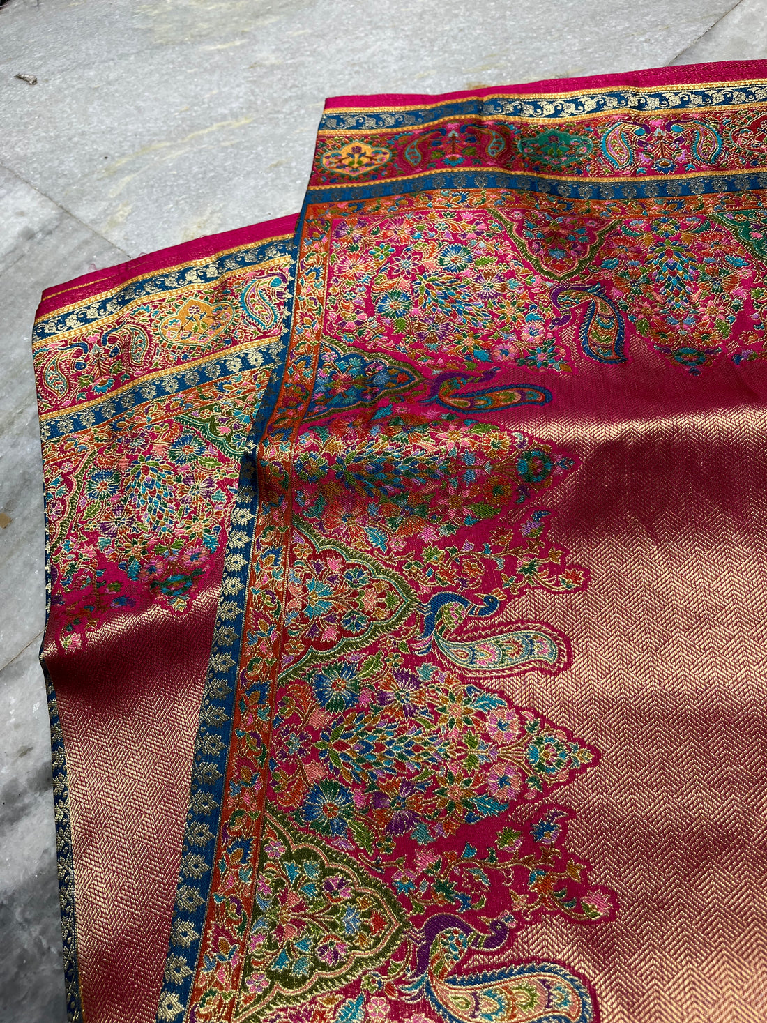 Tissue pashmina silk saree
