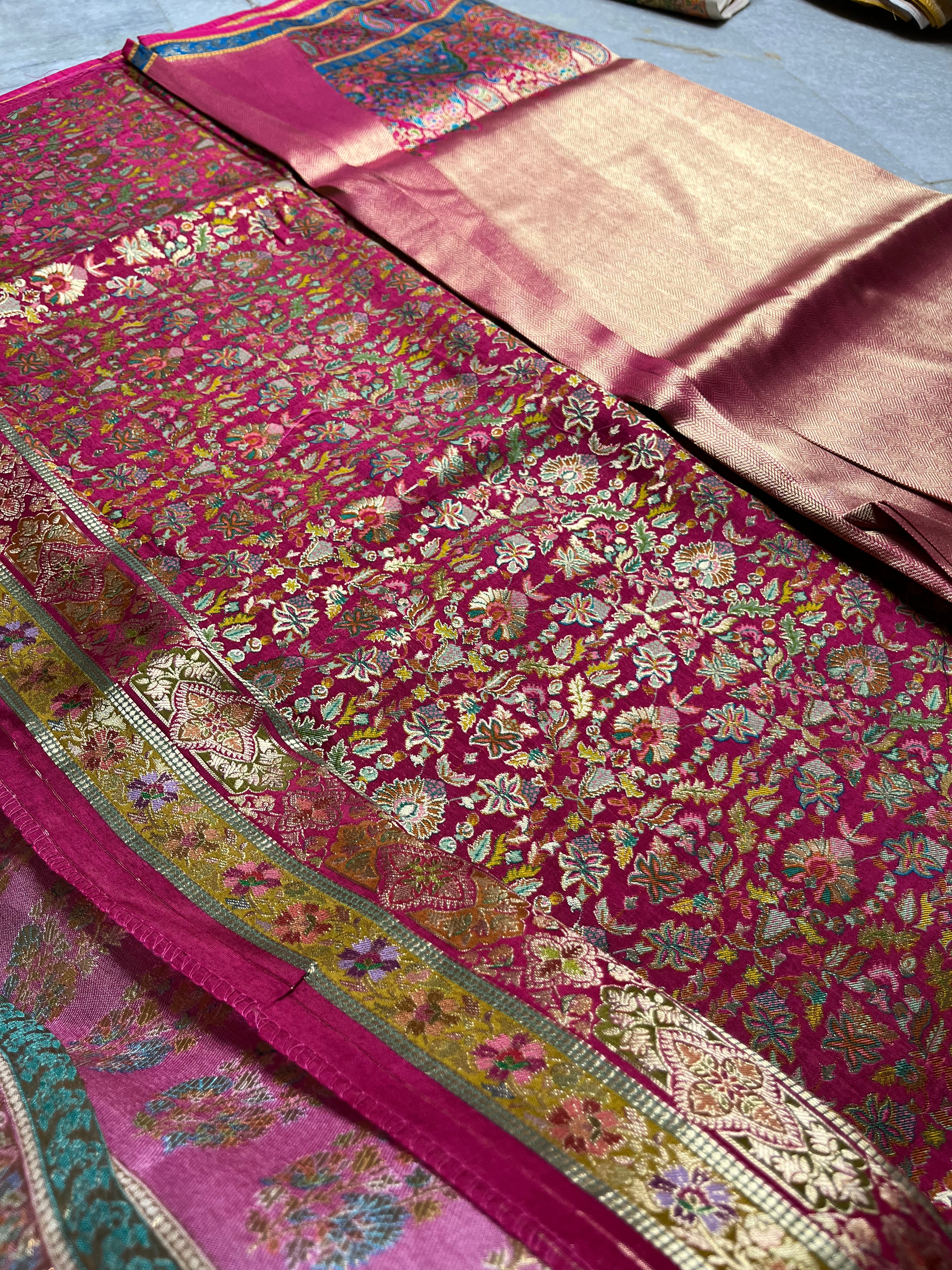 Tissue pashmina silk saree