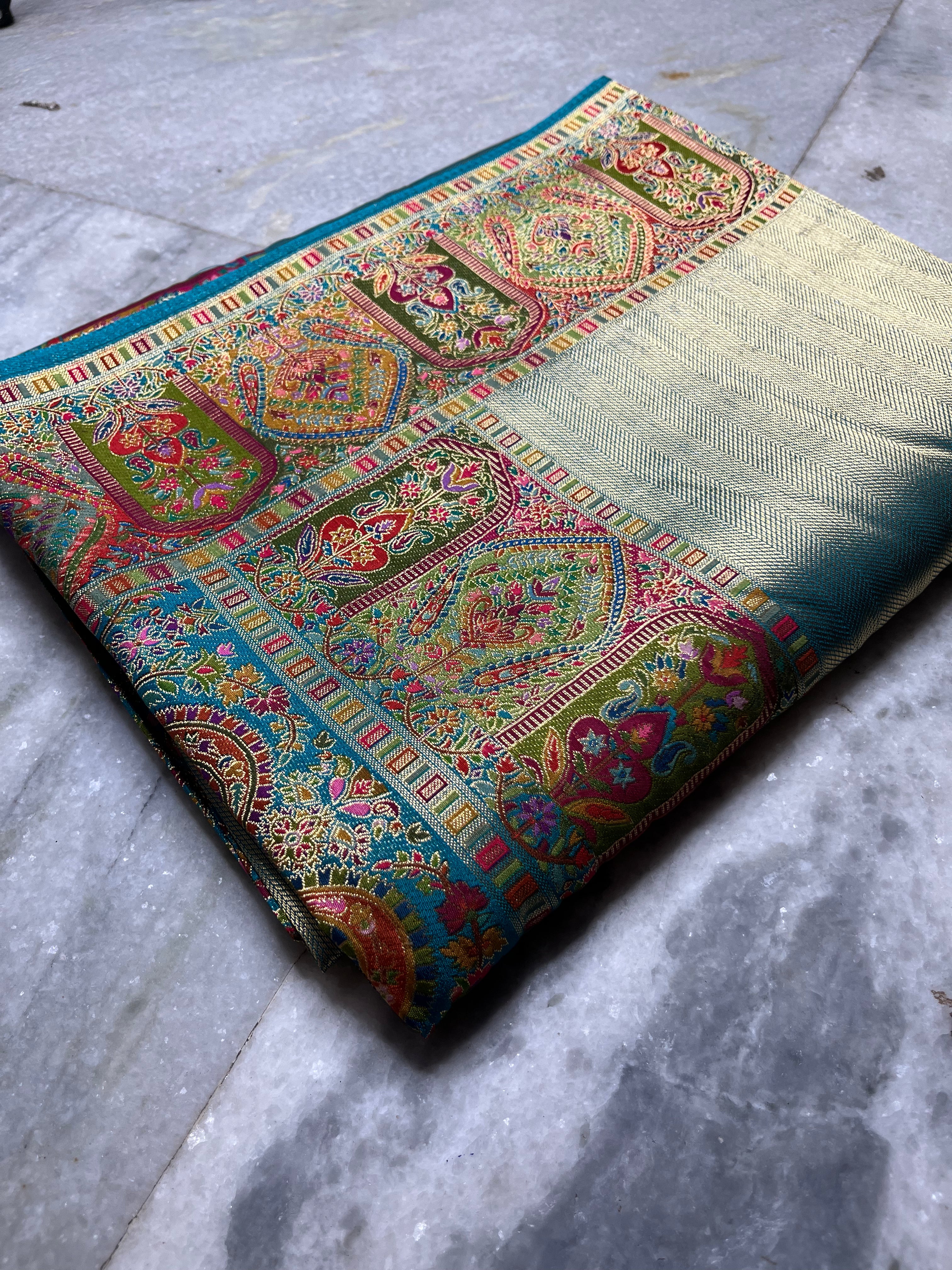 Tissue pashmina silk saree