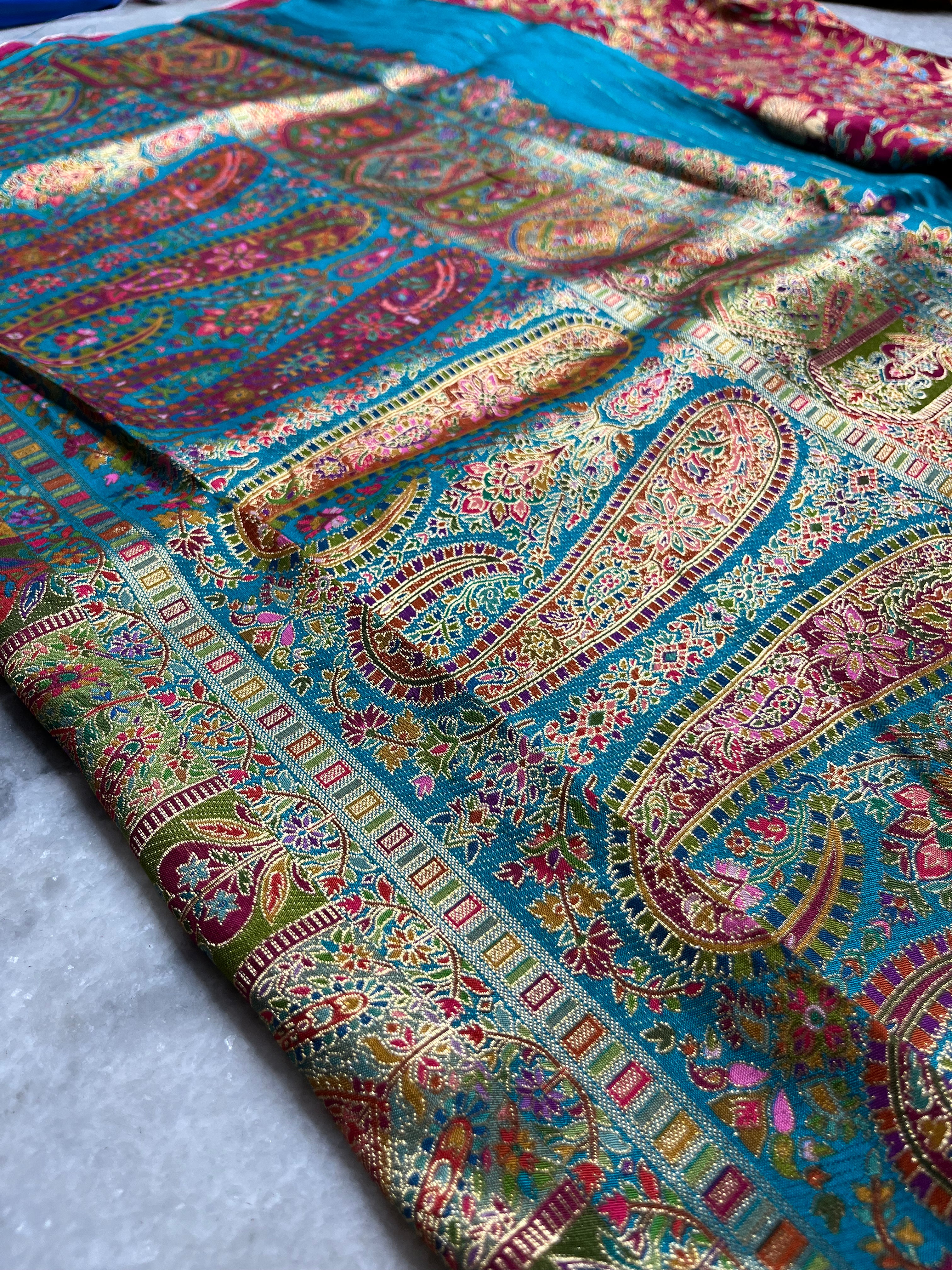 Tissue pashmina silk saree
