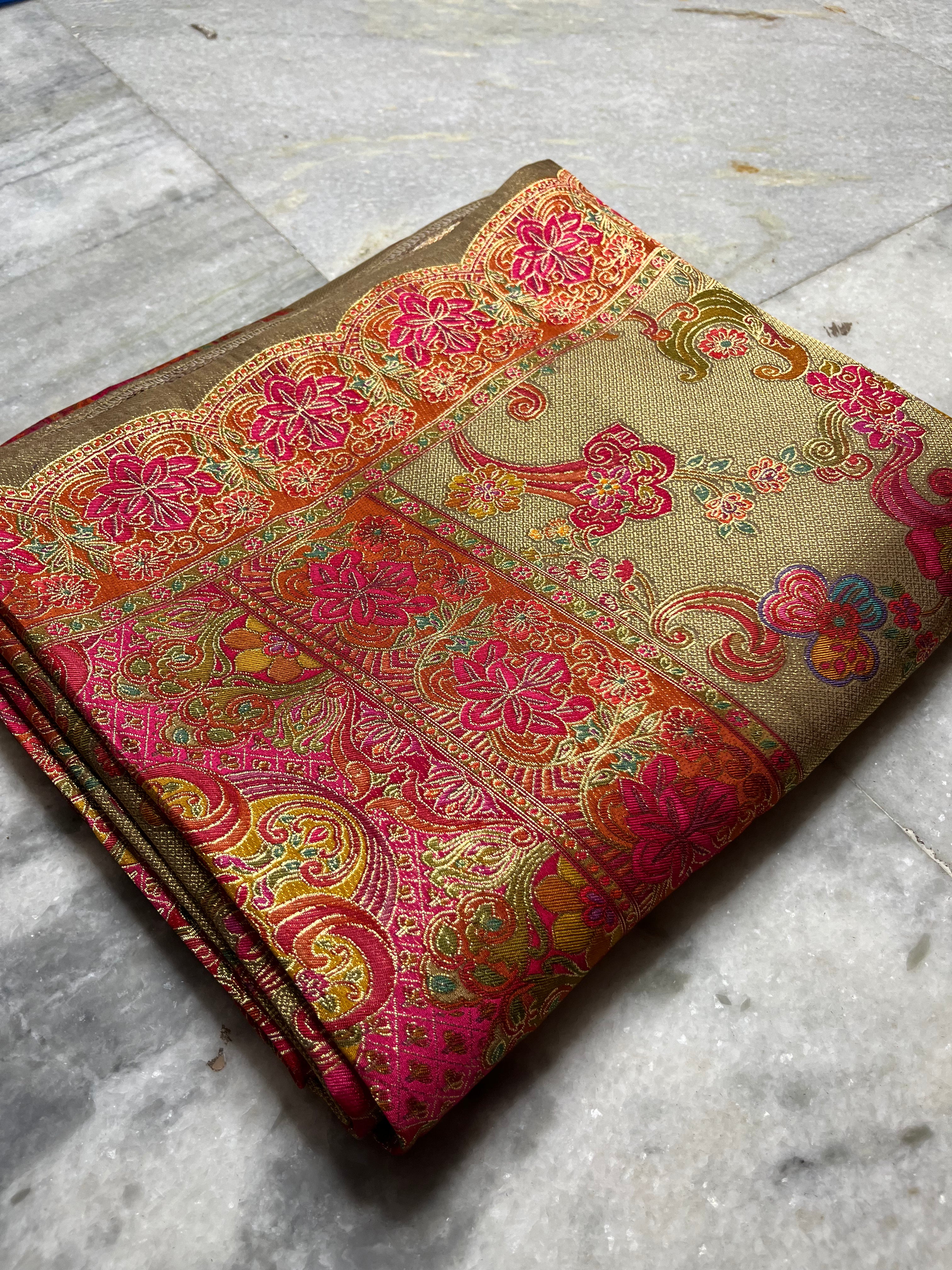 Tissue pashmina silk saree